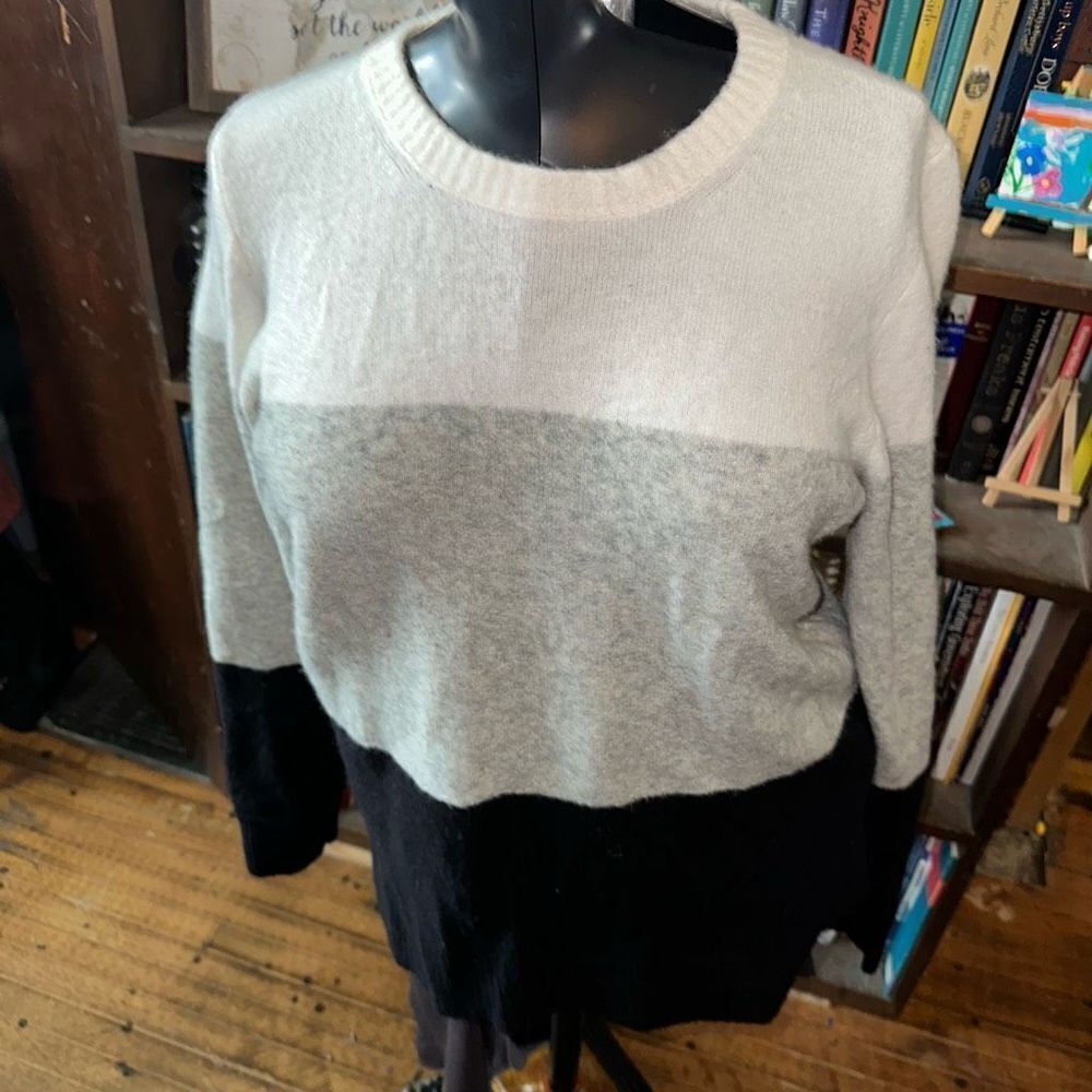 J Crew colorblock minimalist L wool blend soft pullover sweater